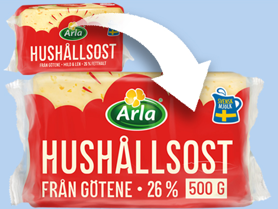Shoptimized produktbild av Arla Hushållsost från Götene – 29% röda – CGI och 3D-rendering för e-handel